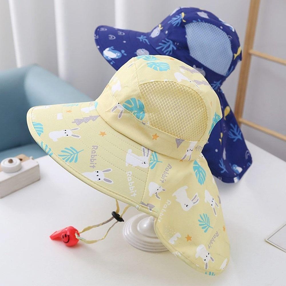 Mũ chống nắng FEDAOG, Mũ xô trẻ em bằng vải Polyester chống tia cực tím, Phim hoạt hình ngoài trời thoáng khí Mũ đi biển dễ thương cho trẻ mới biết đi