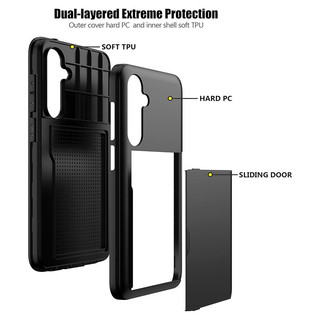 Dành Cho Samsung Galaxy A55 Ốp Lưng Ví Đựng Thẻ ID Khe Cắm Cửa Trượt Ẩn Túi Chống Trầy Xước Hai Lớp Bảo Vệ Vỏ Cứng TPU Ốp Lưng