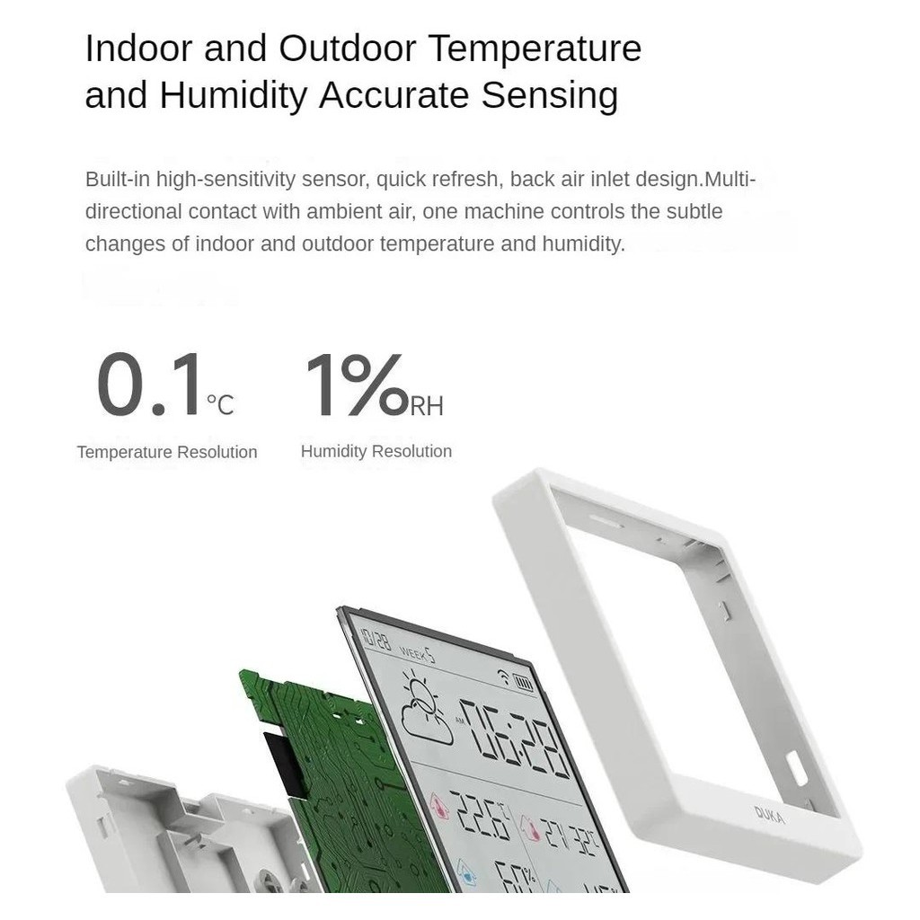 Duka TH3 Cảm biến độ ẩm nhiệt độ điện tử Wifi Điện thông minh Máy đo độ ẩm kỹ thuật số Nhiệt kế Đồng hồ Trạm thời tiết Trang chủ