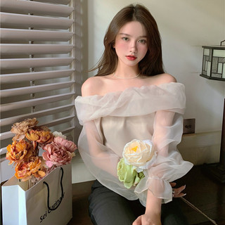 Áo Sơ Mi Một Vai Mùa Hè Phong Cách Mới Slim-fit Áo Thun Gạc Dài Tay Tắt @ -
