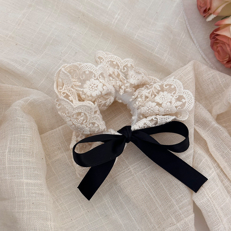 Vintage Thêu Ren Ruột Lớn Tóc Nữ Dây Buộc Tóc
