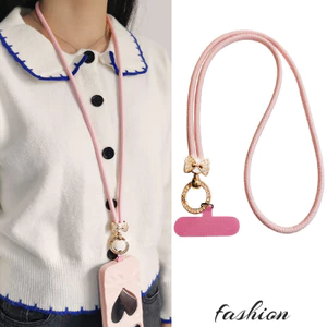 Phụ Kiện Điện Thoại Di Động Chống Sốc Dây Điện Thoại Di Động Thời Trang Dài Da Treo Cổ Dây Xích Dây Xích Phong Cách Chanel Kim Cương Giả Nơ Cô Gái Móc Khóa Ốp Lưng Điện Thoại Di Động Mạnh Mẽ Phụ Kiện Đa Năng Chống Mất