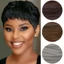 DELMER Pixie Cut Tóc Giả, Chịu Nhiệt, Ngắn Thẳng, Vô Hình Lớp, Tóc Giả Tổng Hợp Lông Tơ Châu Phi Kèm Mái, Dùng Hàng Ngày