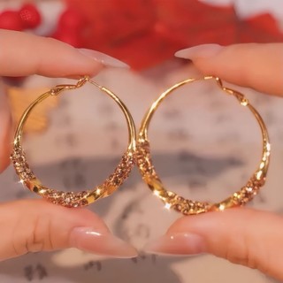 1417 Bộ Sưu Tập Người Cao Cấp Champagne Vàng Zircon Bông Tai Vòng Sang Trọng Thanh Lịch Mỏng Hơn Nhìn Phù Hợp Với Hàng Ngày Đi Lại Bông Tai Thời Trang Sang Trọng 2.13
