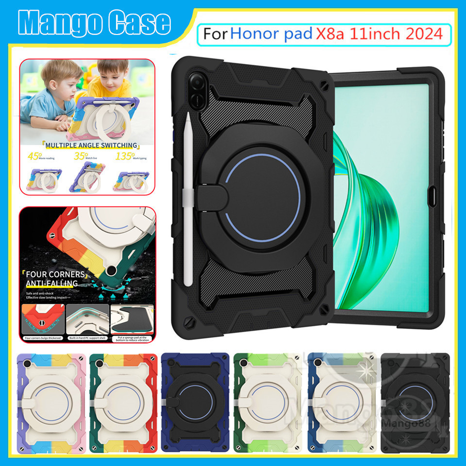 Ốp Lưng Cho Honor Pad X8A 11inch 2024 X8A Máy Tính Bảng Trẻ Em Bảo Vệ Cầm Tay An Toàn 360° Vỏ xoay Chống sốc