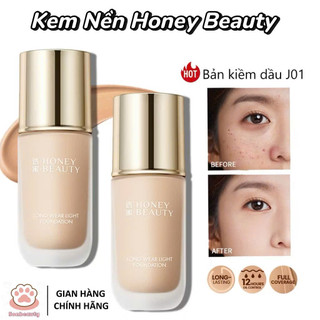 [Tặng Kem Lót Mini+Bông Mút] Kem Nền Honey Beauty Dạng Lỏng Kiểm Soát Dầu Lâu Trôi Chống Thấm Nước, Mỏng Nhẹ