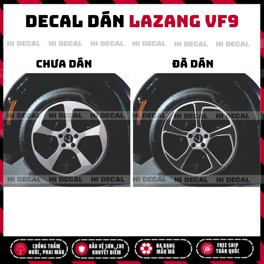 Tem Lazang VF9, Decal dán mâm VF9 trang trí tạo điểm nhấn