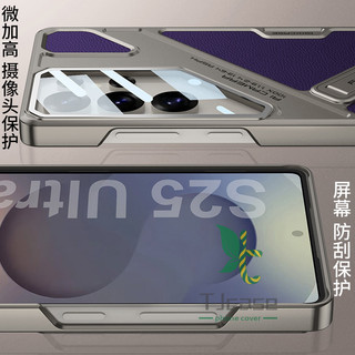 Giáp Có Thể Điều Chỉnh Chân Đế Da Bao Da Cho Samsung Galaxy S25 S24 S23 Ống Kính Phim Mạ
