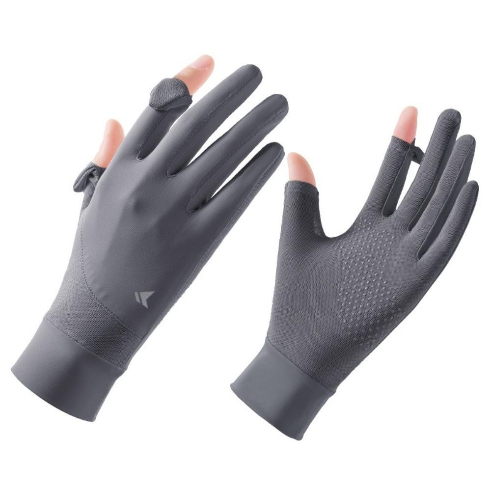 Găng tay lụa cao đàn hồi chống tia UV, lái xe cảm ứng màn hình, lưới chống trượt, thể thao ngoài trời