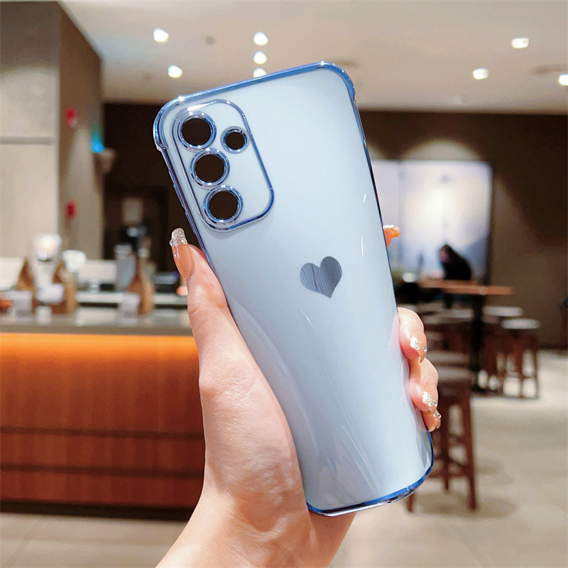 Ốp Lưng Cho Samsung Galaxy A15 A14 A13 5G A54 A53 A52 A34 A23 A52 Chống Sốc Sang Trọng Trái Tim Tình Yêu Bên Họa Tiết Mạ Mềm TPU Vỏ Điện Thoại
