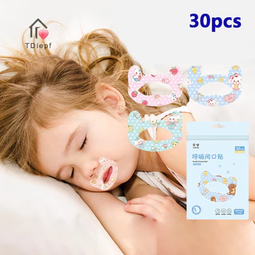 [Tdiepf] 30 Cái / hộp Miếng Dán Chỉnh Miệng Dán Chống Thở Cho Trẻ Em Ngủ Đêm Môi Mũi Cải Thiện Thở Miếng Dán MỚI