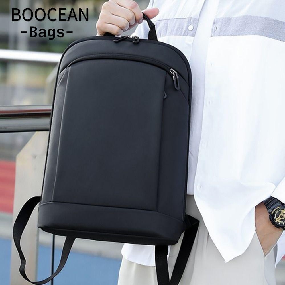 BOOCEAN Ba lô máy tính xách tay, Túi nam doanh nhân siêu mỏng 15,6 Inch, Gói lưng mỏng mềm màu trơn dung lượng cao
