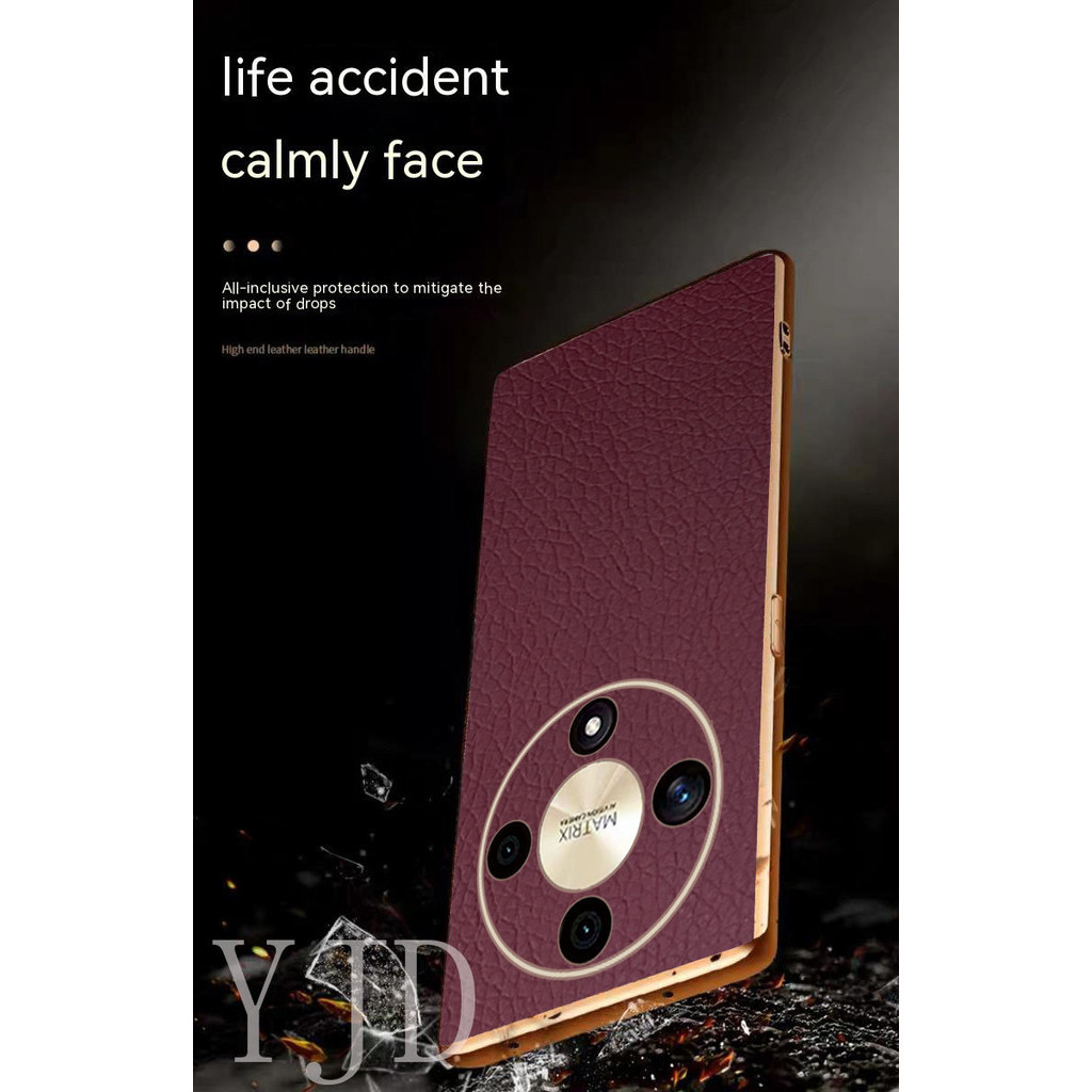 Ốp YJD Cho Honor X9b Thanh Lịch Màu Trơn Da Siêu Mỏng Mạ Điện Cạnh Chống Sốc Ốp Lưng Điện Thoại