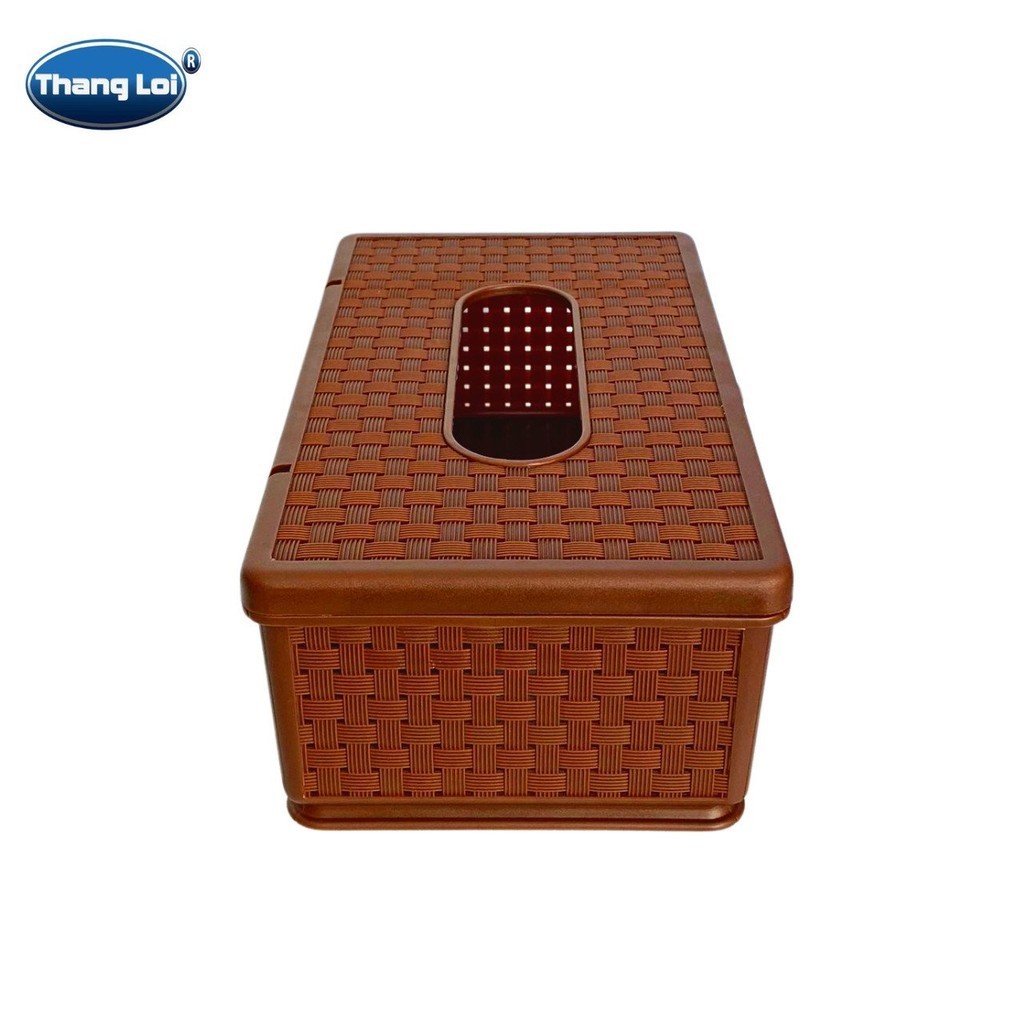 Hộp Đựng Giấy Ăn Bằng nhựa 067 Hình Chữ Nhật, kiểu mây đan Cho Nhà Hàng, Khách Sạn, Nhà Riêng  aladanh-net-vn