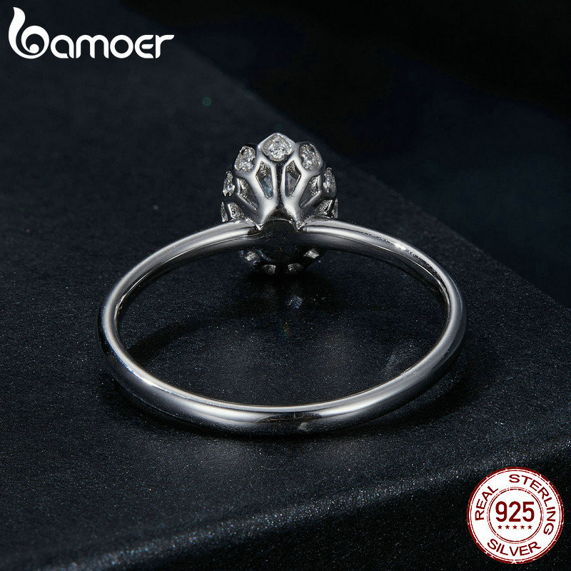 Bamoer 925 Sterling Sliver Ring Dazzling 1CT Moissanite Trang Sức Thời Trang Tinh Tế Quà Tặng Cho Nữ MSR049-5