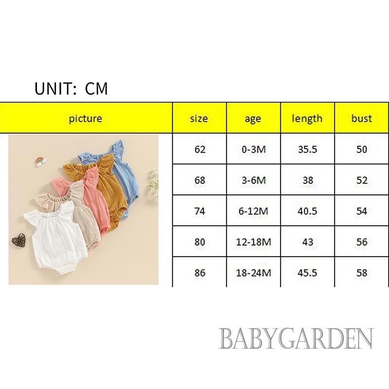 Baga-baby Bé Gái Áo Liền Quần Không Tay Vai Chắc Chắn Cho Trẻ Sơ Sinh Body Quần Áo Mùa Hè Cho Thường Ngày