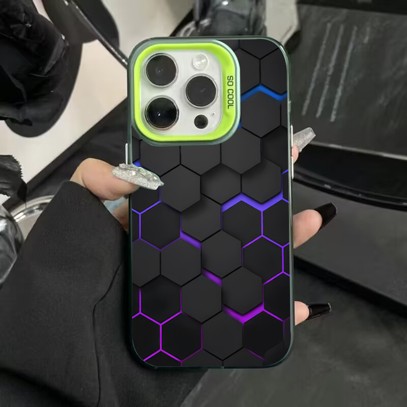 Ốp lưng cho iPhone 16 11 15 Pro Max 14 11 12 13 15 Pro Max 16e XR XS X 7 8 Plus SE2020 Khối xây dựng tổ ong thời trang Vỏ cứng mờ chống sốc