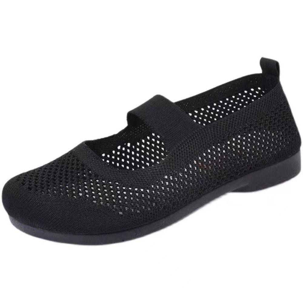 Giày mũi vuông MINIMALY nữ, lưới thoáng khí, đế bệt, lười thời trang, có thể gập, đế mềm rỗng, thường ngày