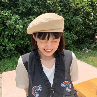 Mũ Nồi Cotton Màu Trơn Đơn Giản Thời Trang Thu Đông Phong Cách Anh Quốc Cổ Điển Nón Beret
