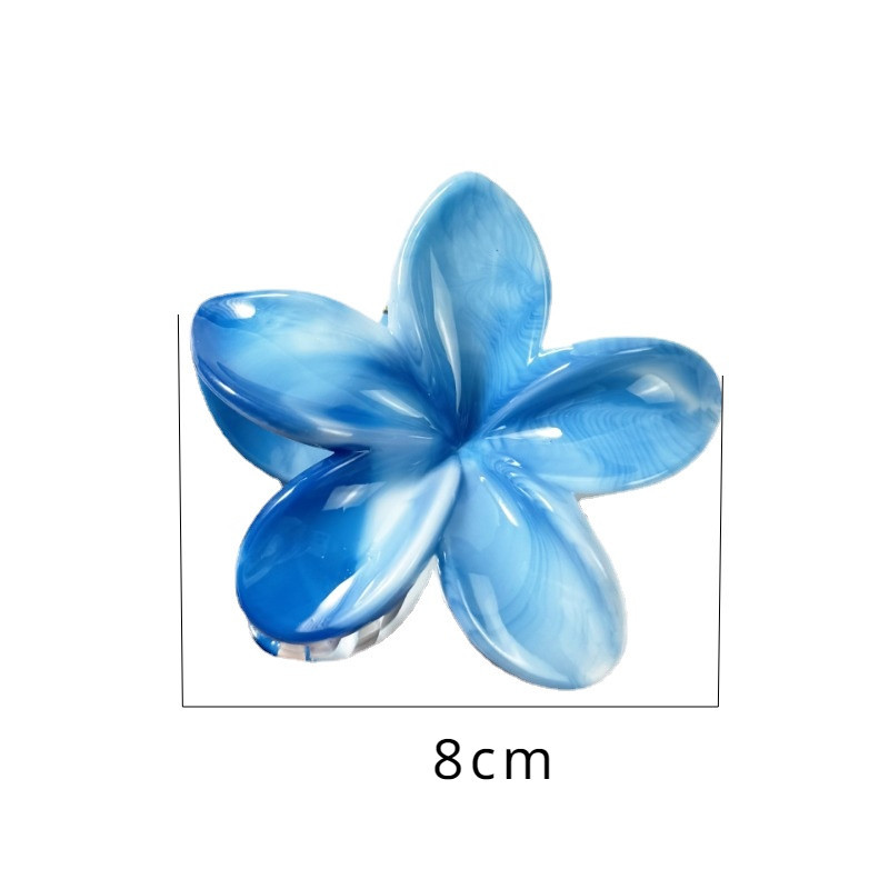 [Yunyuan] Kẹp tóc nữ màu gợn sóng màu sắc không đều Plumeria Phụ kiện tóc hoa sứ Kẹp cá mập ngày lễ