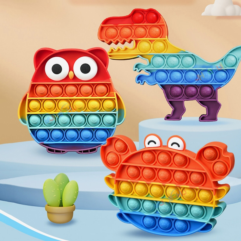 Rainbow Pop Đẩy Bong Bóng Fidget Chống Căng Thẳng Đồ Chơi Dành Cho Người Lớn Trẻ Em Nhu Cầu Đặc Biệt Đồ Chơi Cảm Giác Đồ Chơi Tương Tác Cho Trẻ Em