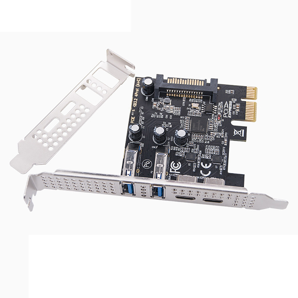 Jmt PCI-E 1X Đến 4 Cổng USB3.2 Gen1 Thẻ Mở Rộng Tốc Độ Cao 5Gbps Với Cổng Nguồn SATA 15Pin Cho Máy Tính Để Bàn