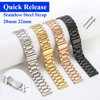 Phát hành nhanh Dây đeo đồng hồ bằng thép không gỉ 20mm 22mm Nam Nữ Dây đeo đồng hồ bằng thép không gỉ cho thạch anh cơ khí Dây đeo đồng hồ thông minh Phát hành nhanh Vòng tay sắt kim loại màu đen