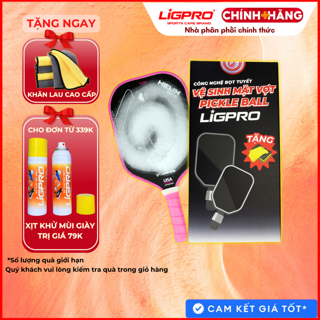 Xịt vệ sinh mặt vợt Pickleball LIGPRO 200ml TẶNG KHĂN chuyên dụng bảo quản các loại vợt thethaochinhhang