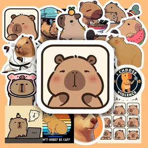 Hộp 25 Miếng Dán Sticker HÌNH CHUỘT LANG CAPYBARA - Chống Thấm Nước Trang Trí laptop, vali - NSX Gì Cũng In - GÌ CŨNG IN