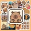 Hộp 25 Miếng Dán Sticker HÌNH CHUỘT LANG CAPYBARA - Chống Thấm Nước Trang Trí laptop, vali - NSX Gì Cũng In - GÌ CŨNG IN
