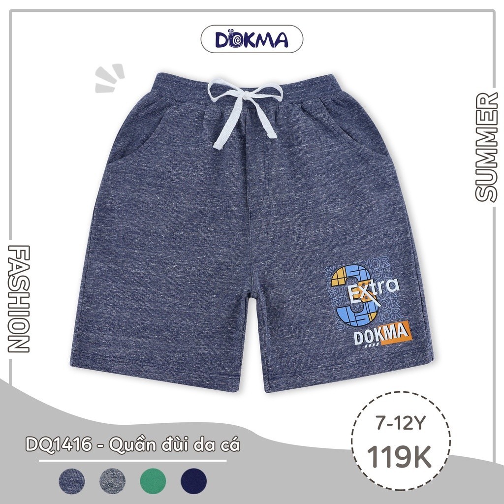 (22-42kg, 7-12Y) Quần Cộc, Quần Đùi  Dáng Thể Thao Da Cá Bé Trai Dokma DQ1416 DQ1417 DQ1391 DQ1369 DQ1392