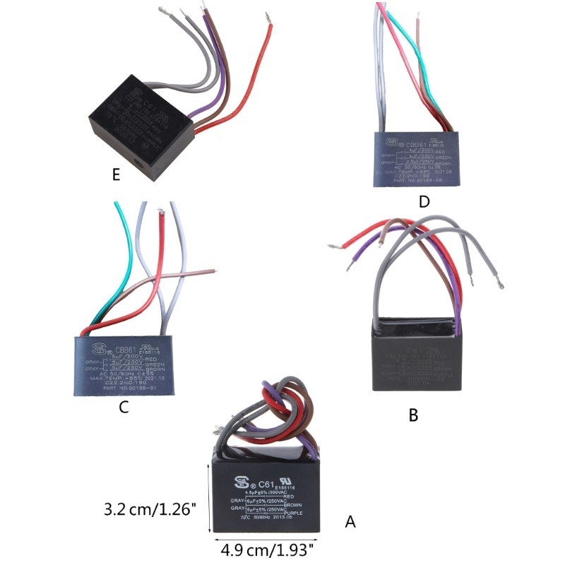 Tụ điện khởi động mặt trăng CBB61 Quạt điều hòa tụ 250V 50 60Hz 4 5 + 6 + 5UF