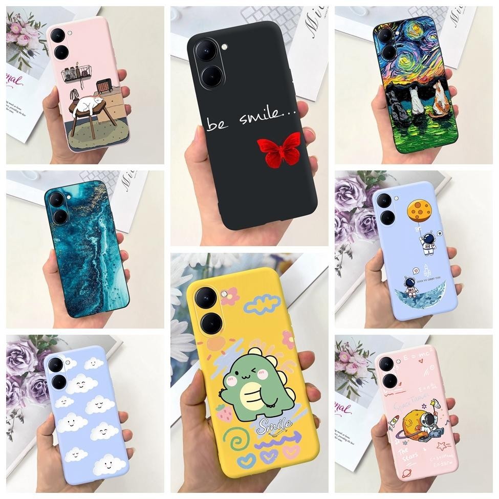 Dành Cho Realme V20 Vỏ RMX3611 Kẹo Chống Sốc Silicon Ốp Lưng Cho Realme V20 Ốp Lưng Hoa Thời Trang Dễ Thương Mèo Phi Hành Gia Sơn