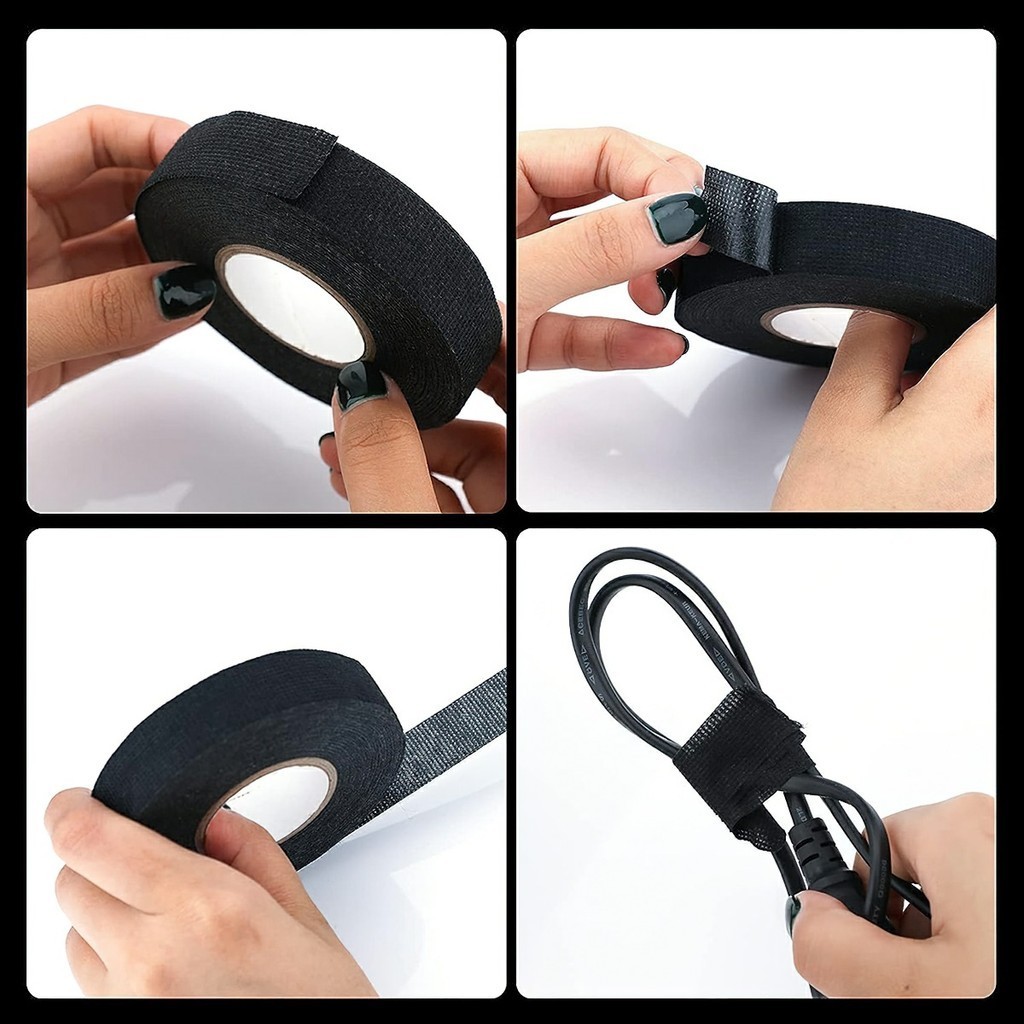băng keo vải quấn dây điện dài 15m cho xe máy, ô tô: 9mm, 19mm, 25mm FETA