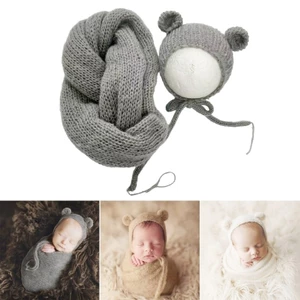 OXXGGKAO Bộ trang phục chủ đề sơ sinh đáng yêu Bộ mũ chăn sơ sinh độc đáo Bộ mũ quấn bé có mũ Tuyệt vời cho bé chụp ảnh