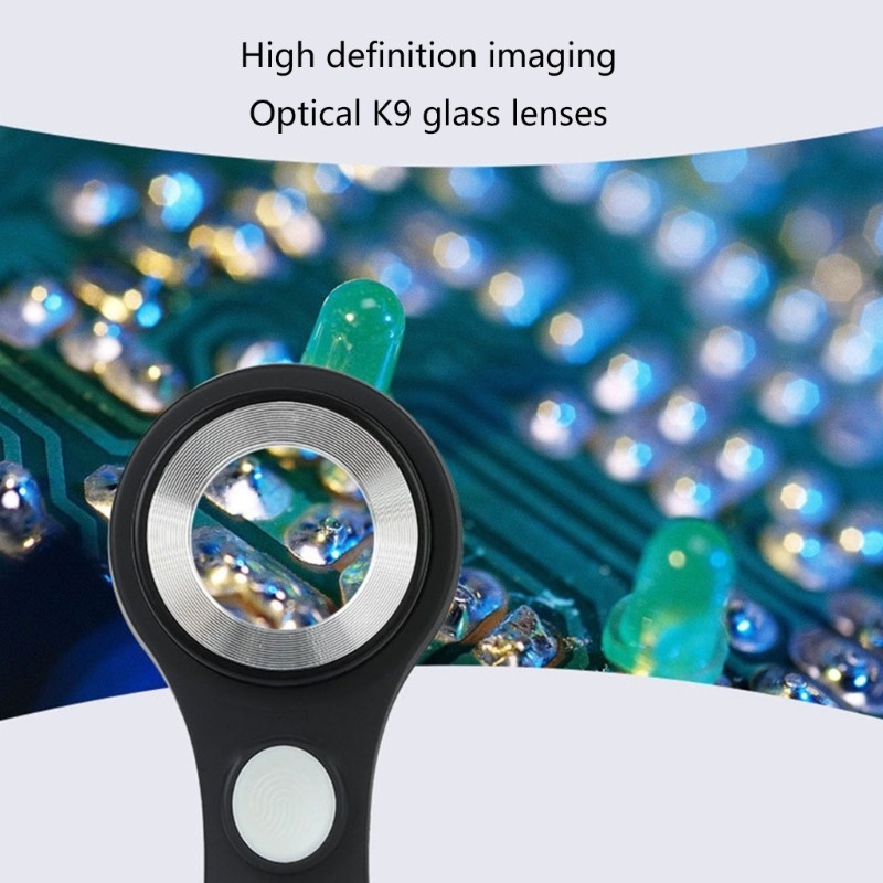 Pcf * Kính lúp 60X Kính lúp Ống kính lúp có đèn LED UV để kiểm tra tem trang sức Magnifi có thể sạc lại