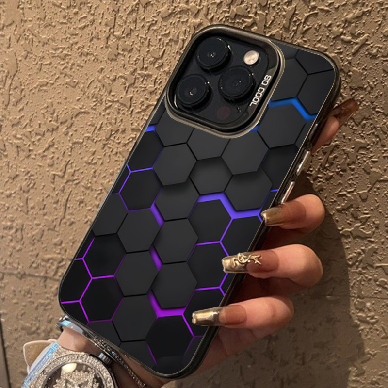 Ốp lưng cho iPhone 16 11 15 Pro Max 14 11 12 13 15 Pro Max 16e XR XS X 7 8 Plus SE2020 Khối xây dựng tổ ong thời trang Vỏ cứng mờ chống sốc