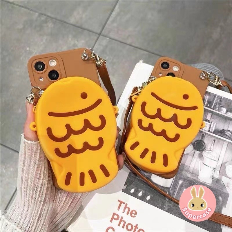 Taiyaki Ví Đựng Tiền Xu Ốp Lưng Điện Thoại Xiaomi Poco C61 C65 C55 C50 X6 F6 M6 Pro 4G 5G Redmi Note 13 Pro Plus 4G 5G Ví Silicon