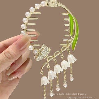 Kẹp Tóc Cổ Phong Lan Tua Rua Đầu Bóng Cố Định Hiện Vật Nữ Nút Tóc Cao Cấp