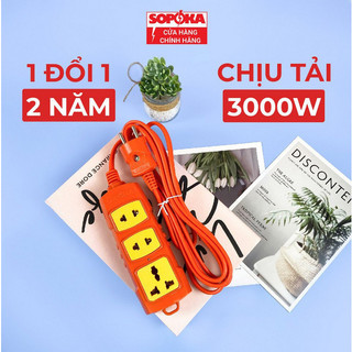 (HCM) Ổ cắm điện T-3000W công suất lớn siêu chịu tải dây dài 3m 5m 10m, Hãng Sopoka (Hàng Chính Hãng)
