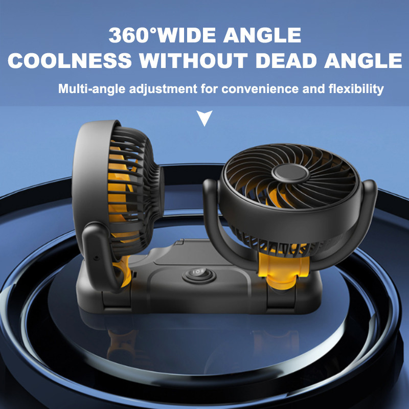 Quạt làm mát SEAMETAL 12v 24v Quạt ô tô hai đầu Xoay 360 độ Tất cả các vòng Quạt làm mát không khí tự động USB có thể điều chỉnh với đèn thuốc lá