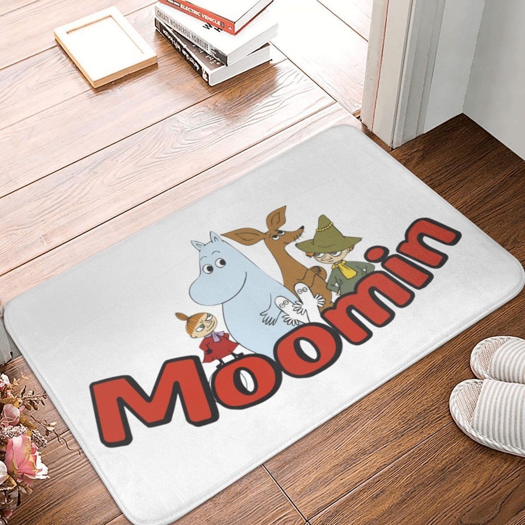 Logo Moomin Phòng tắm Thảm trải sàn chống trượt Nhà vệ sinh Thảm chân Nhà vệ sinh Cửa thấm nước khô nhanh Đi vào thảm cửa Thảm vệ sinh Flannel Thảm trải sàn chống trượt 16x24in Hàng có sẵn