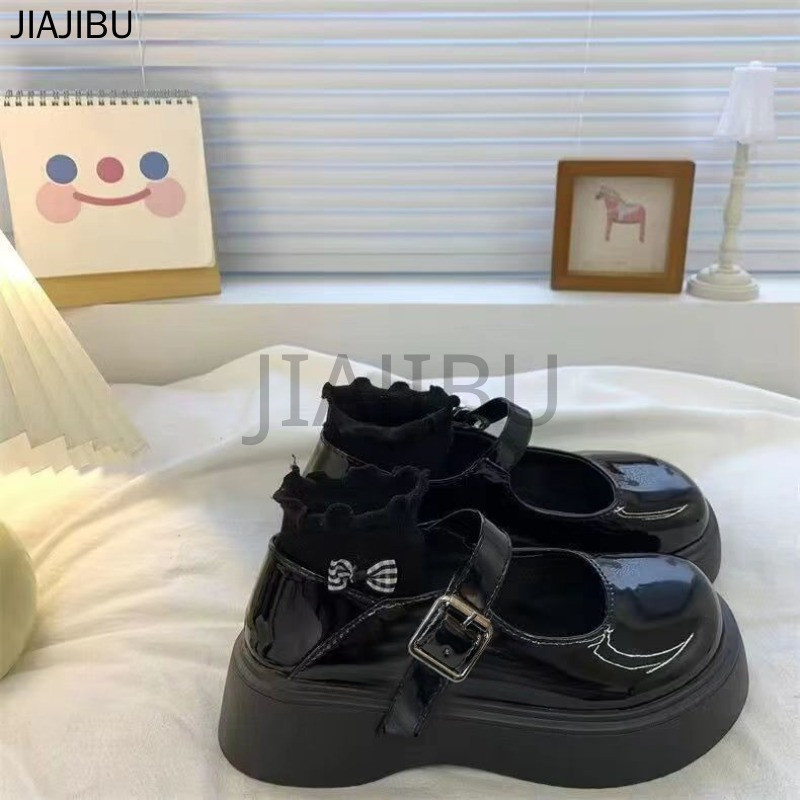 Size 34-46 Korean Fashion Round Toe Platform Mary Jane Shoes Giày Nữ Cỡ Lớn 45 Giày Mũi To Chống Trượt Phong Cách Anh Quốc 44 Giày Da Nhỏ Lolita Đồng Phục JK Nhật Bản 43 Giày Học Sinh Cao Gót Màu Đen 42 French Cosplay Soft-soled Doll Shoes Giày Công Chúa