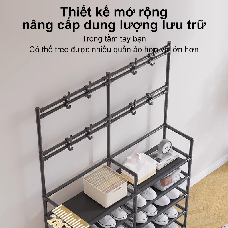 𝐎𝐥𝐢𝐟𝐞 Kệ Dép Thông Minh Kệ Giày Dép 4-5 Tầng Kệ Để Giày Có 4 Móc Tiện Ích