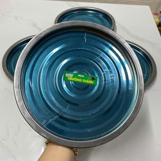 Dĩa lót bếp cồn - Khay lót bếp cồn tròn - Mâm lót bếp cồn inox (ngang 26cm - cao 1.8cm) - Trường An VN