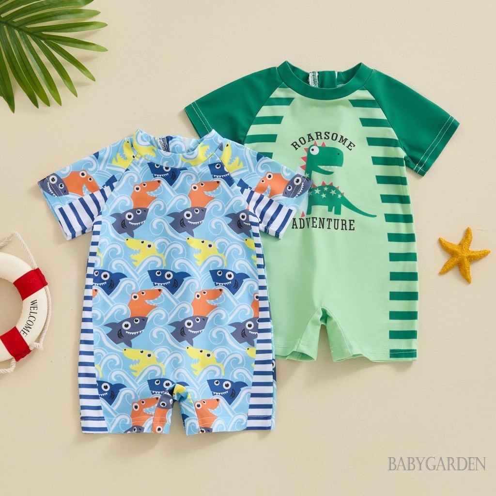 Baga-3 Tuổi Bé Trai Đồ Bơi Mùa Hè Thường Ngày In Hình Khủng Long Tay Ngắn Monokini Đồ Bơi