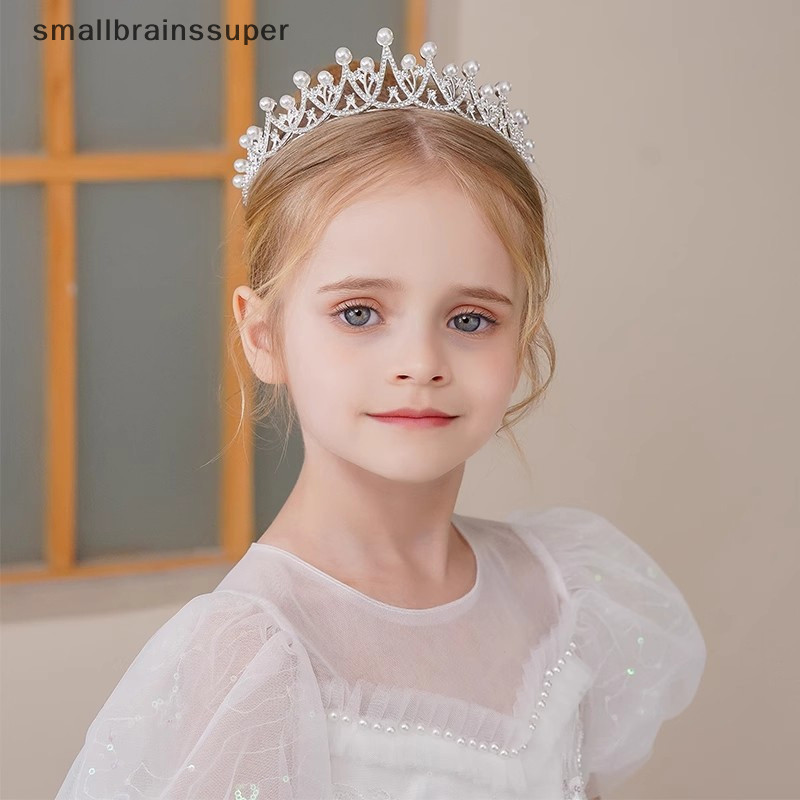 Smallbrainssuper 2023 Phụ Nữ Mới Bé Gái Màu Bạc Vương Miện Mũ Pha Lê Hàn Quốc Tiara Thời Trang Sinh Nhật Kim Cương Giả Vương Miện Phụ Kiện Tóc SBS
