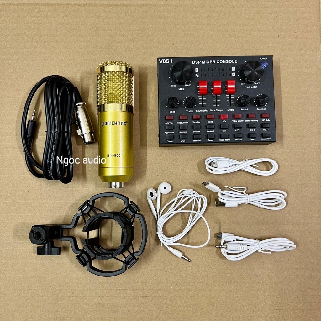 Combo Sound card V8S+ model MỚI siêu hay và Micro Bm 900 tặng tai nghe ...