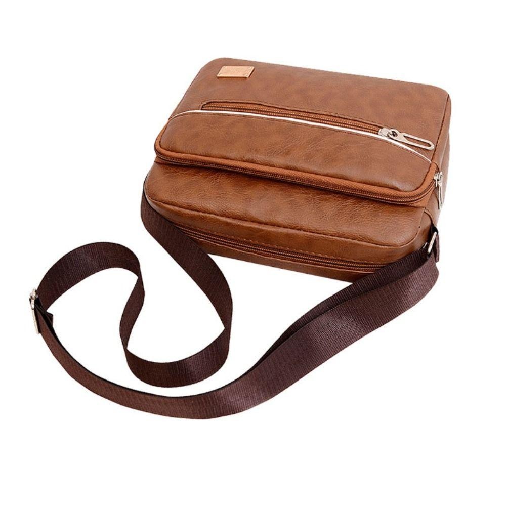 HOBBYIN Túi xách nam da PU HOBBYIN, Túi đeo vai nam cổ điển thời trang, Túi Messenger Túi đựng cặp đôi sức chứa lớn nhiều lớp