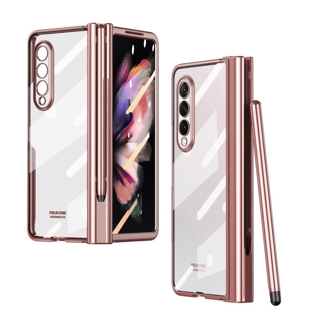 Mạ Rõ Ràng Bản Lề Từ Tính Dành Cho Samsung Galaxy Z Fold 7 6 4 5 Có Bút Bảo Vệ Toàn Màn Hình Vỏ Điện Thoại Z Fold 3 2 5G